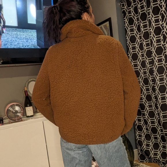 Jack by BB Dakota Soft Skills Camel Tan Sherpa Moto Jacket size Large - Picture 4 of 11